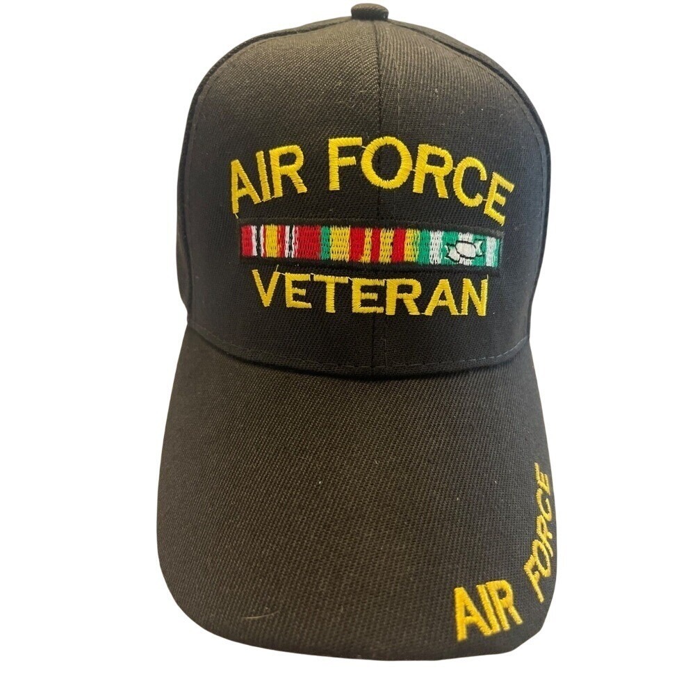 US‎ Air Force Veteran W/ Air Force On Brim Baseball Cap Hat Hook & Loop Closure